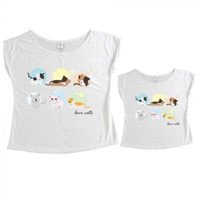 Tal Mãe, Tal Filha T-shirt Love Cats