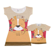 Vestido E Camiseta - Tal Mãe, Tal Filho Leão, Leãozinho