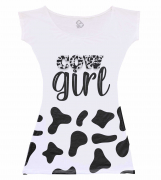 Vestido Infantil Carnaval Cow Girl Branco 