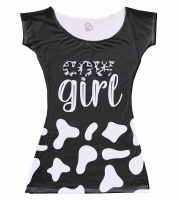 Vestido Infantil Carnaval Cow Girl Preto e Branco 